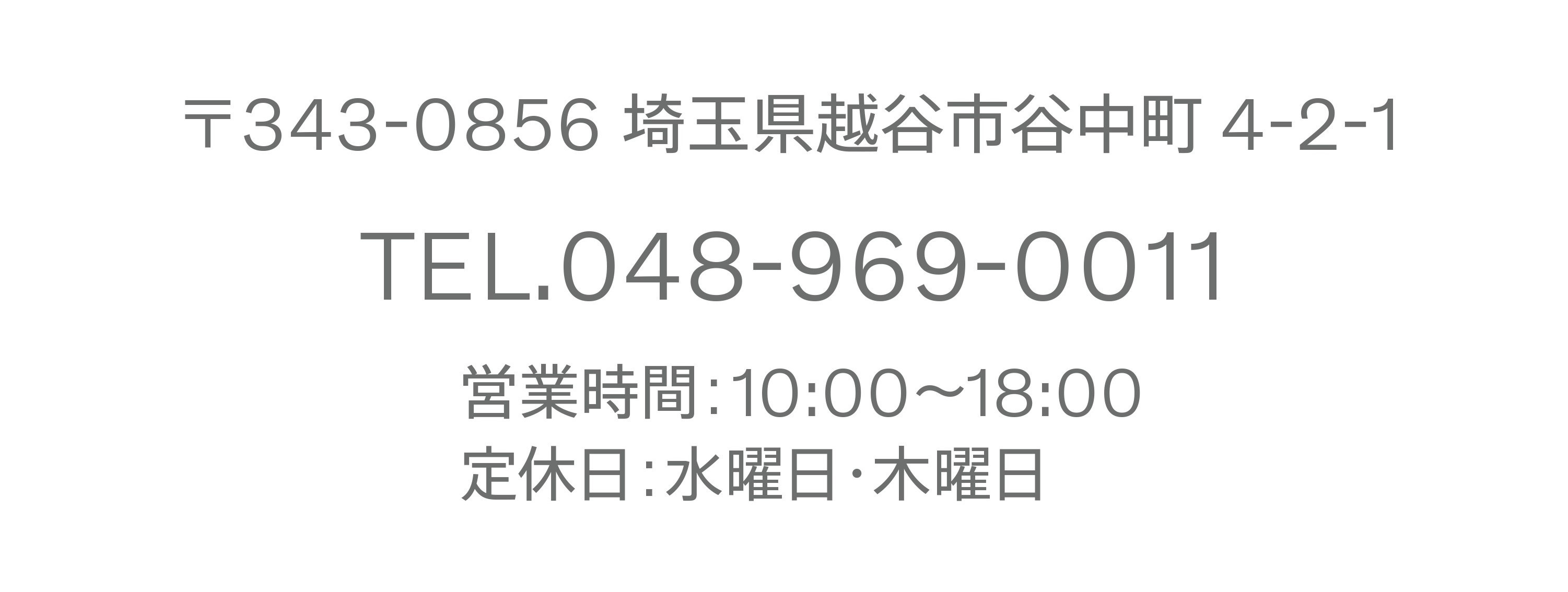 〒343-0856 埼玉県越谷市谷中町4^2-1